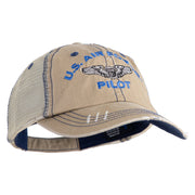 US Air Force Pilot Embroidered Low Profile Special Cotton Mesh Cap - Khaki OSFM