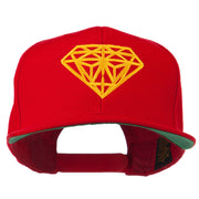 Diamond Outline Embroidered Snapback Flat Bill Cap