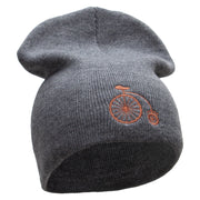 Made in USA A Circus Bike Embroidered 8 Inch Short Beanie Made in USA - Charcoal OSFM