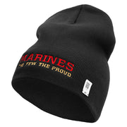 Marines The Few The Proud Symbol Embroidered 8 Inch Solid Knit Short Beanie Made in USA - Black OSFM