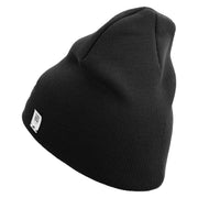 Marines The Few The Proud Symbol Embroidered 8 Inch Solid Knit Short Beanie Made in USA - Black OSFM
