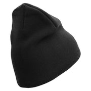 Marines The Few The Proud Symbol Embroidered 8 Inch Solid Knit Short Beanie Made in USA - Black OSFM