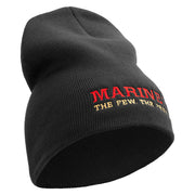 Marines The Few The Proud Symbol Embroidered 8 Inch Solid Knit Short Beanie Made in USA - Black OSFM