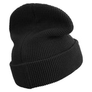 Lama Logo Embroidered Waffle Knit Cuff Beanie - Black OSFM