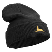 Lama Logo Embroidered Waffle Knit Cuff Beanie - Black OSFM