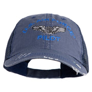 US Air Force Pilot Embroidered Low Profile Special Cotton Mesh Cap - Navy OSFM