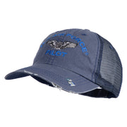 US Air Force Pilot Embroidered Low Profile Special Cotton Mesh Cap - Navy OSFM