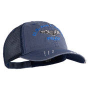 US Air Force Pilot Embroidered Low Profile Special Cotton Mesh Cap - Navy OSFM