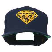 Diamond Outline Embroidered Snapback Flat Bill Cap