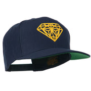 Diamond Outline Embroidered Snapback Flat Bill Cap