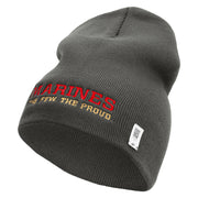 Marines The Few The Proud Symbol Embroidered 8 Inch Solid Knit Short Beanie Made in USA - Charcoal OSFM