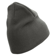 Marines The Few The Proud Symbol Embroidered 8 Inch Solid Knit Short Beanie Made in USA - Charcoal OSFM