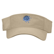 Water Polo Ball Splash Embroidered Pro Style Cotton Twill Washed Visor - Khaki OSFM