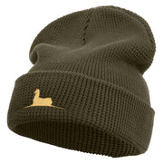 Lama Logo Embroidered Waffle Knit Cuff Beanie - Olive OSFM