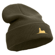 Lama Logo Embroidered Waffle Knit Cuff Beanie - Olive OSFM