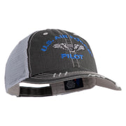 US Air Force Pilot Embroidered Low Profile Special Cotton Mesh Cap - Black OSFM