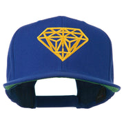 Diamond Outline Embroidered Snapback Flat Bill Cap