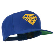 Diamond Outline Embroidered Snapback Flat Bill Cap