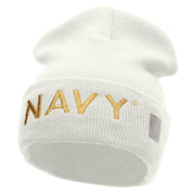 Licensed Navy Word Embroidered Long Beanie Made in USA