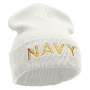 Licensed Navy Word Embroidered Long Beanie Made in USA