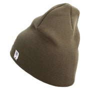 Marines The Few The Proud Symbol Embroidered 8 Inch Solid Knit Short Beanie Made in USA - Olive OSFM