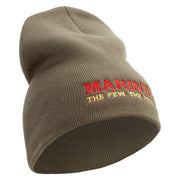 Marines The Few The Proud Symbol Embroidered 8 Inch Solid Knit Short Beanie Made in USA - Olive OSFM