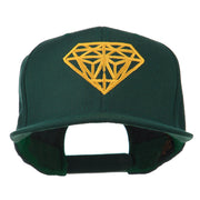 Diamond Outline Embroidered Snapback Flat Bill Cap