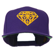 Diamond Outline Embroidered Snapback Flat Bill Cap