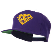 Diamond Outline Embroidered Snapback Flat Bill Cap