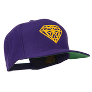 Diamond Outline Embroidered Snapback Flat Bill Cap