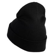 Rainbow Jesus Fish Christian iron on Patched 12 Inch Long Knitted Beanie - Black OSFM
