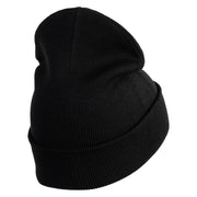 Rainbow Jesus Fish Christian iron on Patched 12 Inch Long Knitted Beanie - Black OSFM