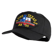USS Texas 1912 1948 BB 35 Patched Solid Cotton Twill 5 Panel Prostyle Snap Cap - Black OSFM