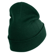 Rainbow Jesus Fish Christian iron on Patched 12 Inch Long Knitted Beanie - Dark Green OSFM