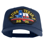 USS Texas 1912 1948 BB 35 Patched Solid Cotton Twill 5 Panel Prostyle Snap Cap - Navy OSFM