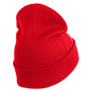 Rainbow Jesus Fish Christian iron on Patched 12 Inch Long Knitted Beanie - Red OSFM