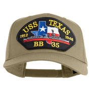 USS Texas 1912 1948 BB 35 Patched Solid Cotton Twill 5 Panel Prostyle Snap Cap - Khaki OSFM