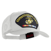 Expeditionary Force USMC Patched Solid Cotton Twill 5 panel Mesh Back Cap - White OSFM