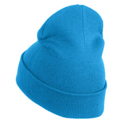Rainbow Jesus Fish Christian iron on Patched 12 Inch Long Knitted Beanie - Aqua OSFM