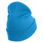 Rainbow Jesus Fish Christian iron on Patched 12 Inch Long Knitted Beanie - Aqua OSFM