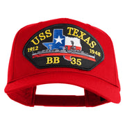 USS Texas 1912 1948 BB 35 Patched Solid Cotton Twill 5 Panel Prostyle Snap Cap - Red OSFM