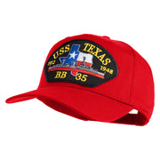 USS Texas 1912 1948 BB 35 Patched Solid Cotton Twill 5 Panel Prostyle Snap Cap - Red OSFM