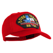 USS Texas 1912 1948 BB 35 Patched Solid Cotton Twill 5 Panel Prostyle Snap Cap - Red OSFM