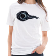 Galaxy Black Hole Graphic Design Ring Spun Combed Cotton Short Sleeve Deluxe Jersey T-Shirt - White XS