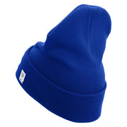 The Few The Proud Logo Embroidered 12 Inch Solid Knit Cuff Long Beanie Made in USA - Royal-Blue OSFM