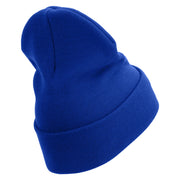 The Few The Proud Logo Embroidered 12 Inch Solid Knit Cuff Long Beanie Made in USA - Royal-Blue OSFM