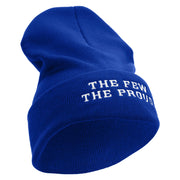 The Few The Proud Logo Embroidered 12 Inch Solid Knit Cuff Long Beanie Made in USA - Royal-Blue OSFM