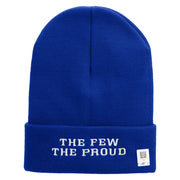 The Few The Proud Logo Embroidered 12 Inch Solid Knit Cuff Long Beanie Made in USA - Royal-Blue OSFM