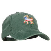 Donkey USA Flag Embroidered Washed Buckle Cap