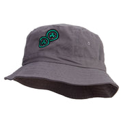 Lucky Coins Embroidered Pigment Dyed Bucket Hat - Charcoal OSFM